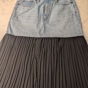 Abercrombie & Fitch Denim and Black Midi Skirt